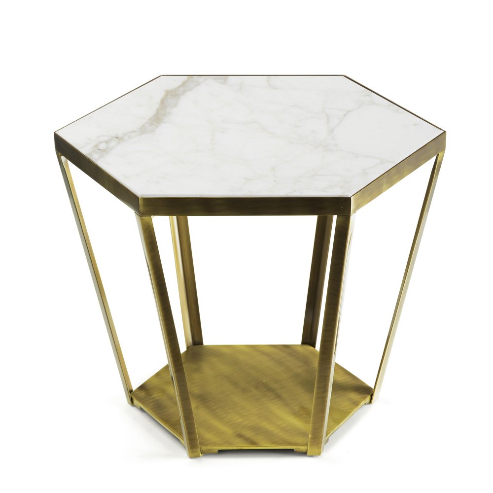 RAY - SLOPING SIDE TABLE WITH MARBLE TOP
