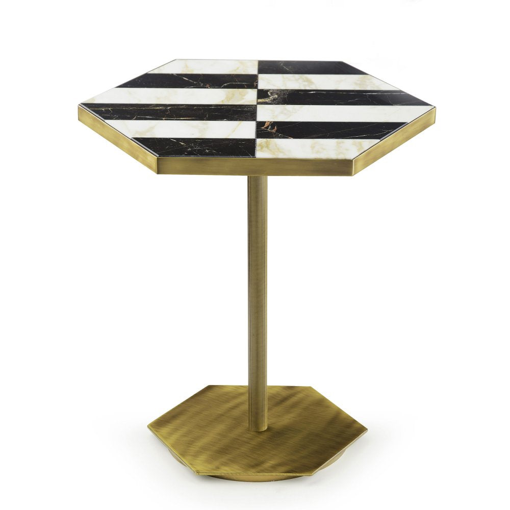 TED - SIDE TABLE WITH INLAID MARBLE TOP