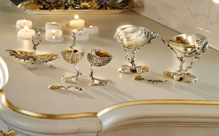 Sterling silver and gold salt/pepper holders