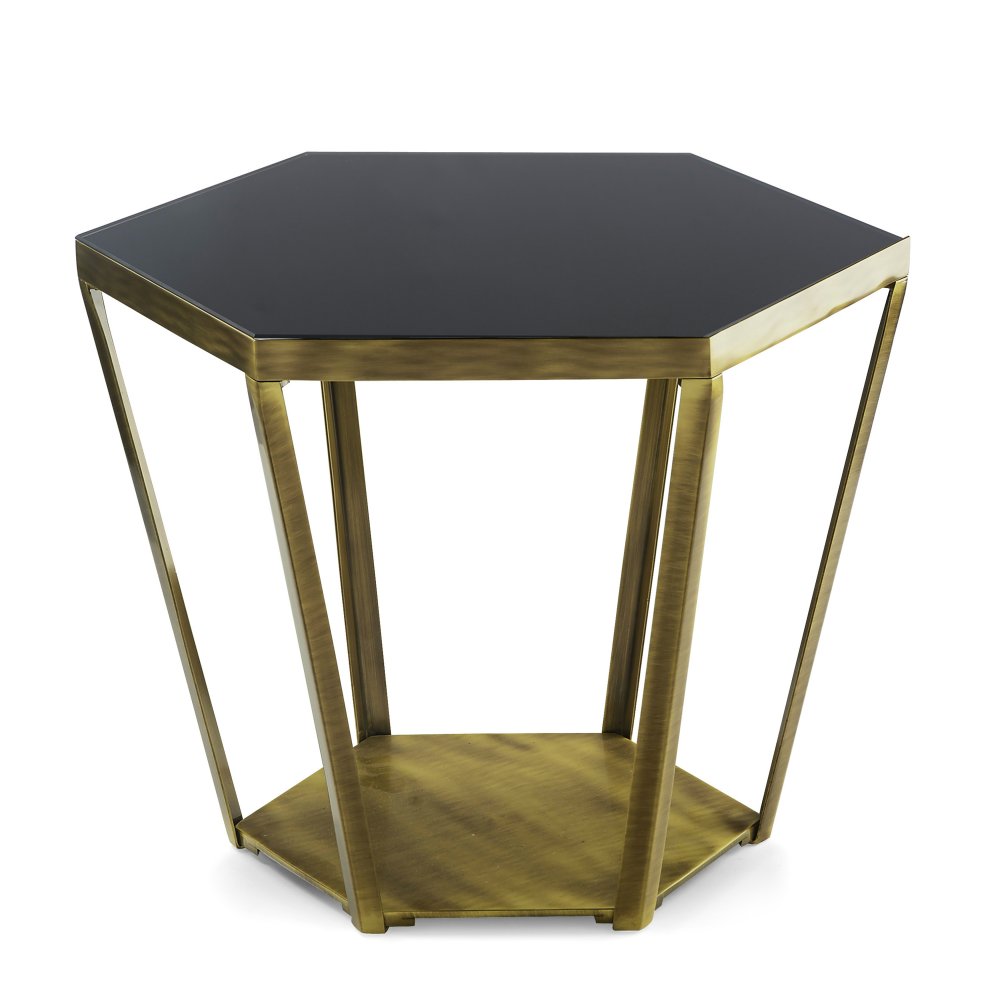 RAY - SLOPING SIDE TABLE WITH GLASS TOP