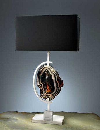 Agathe table lamp, gold plated metal, with shade