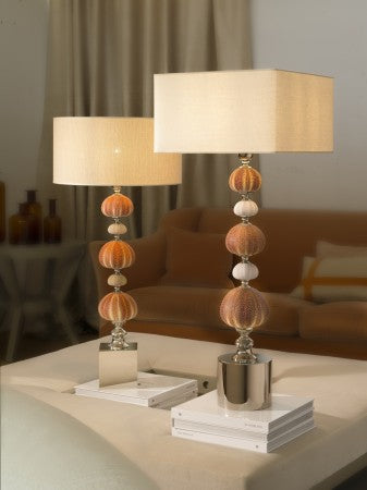 Nickel plated brass lamp with sea urchins
