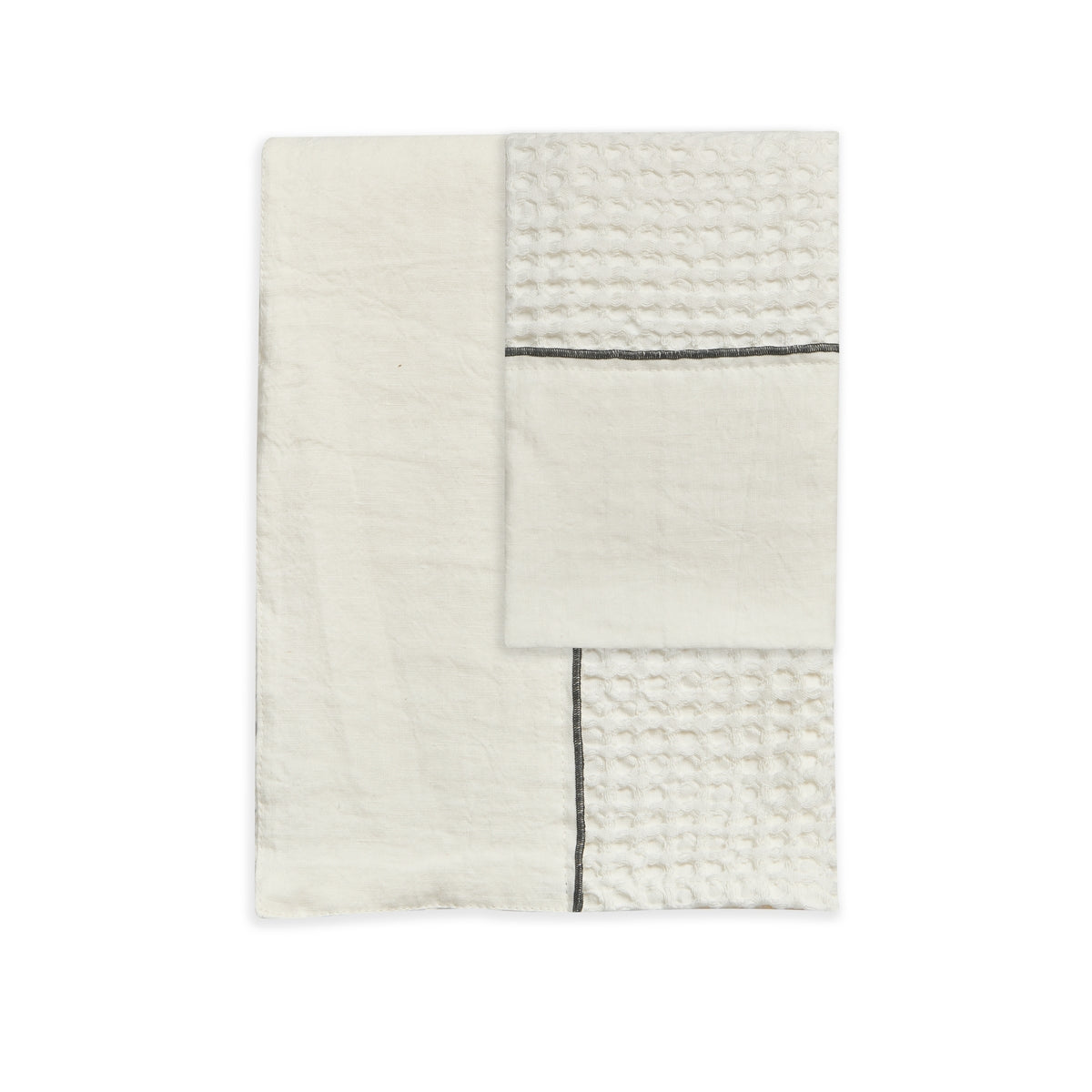 WAFFLE TOWELS WITH PUNTO PERUGIA STITCHING