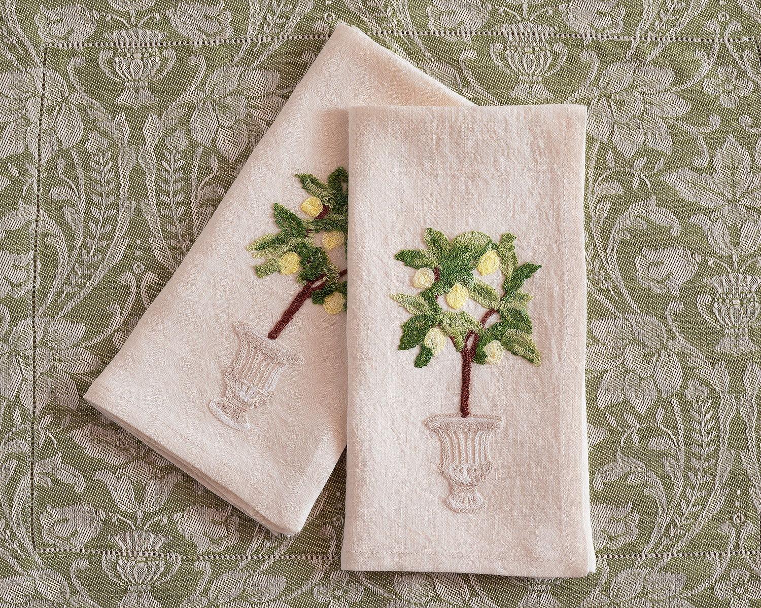 ITALIAN GARDEN - Set of 2 embroidered napkins