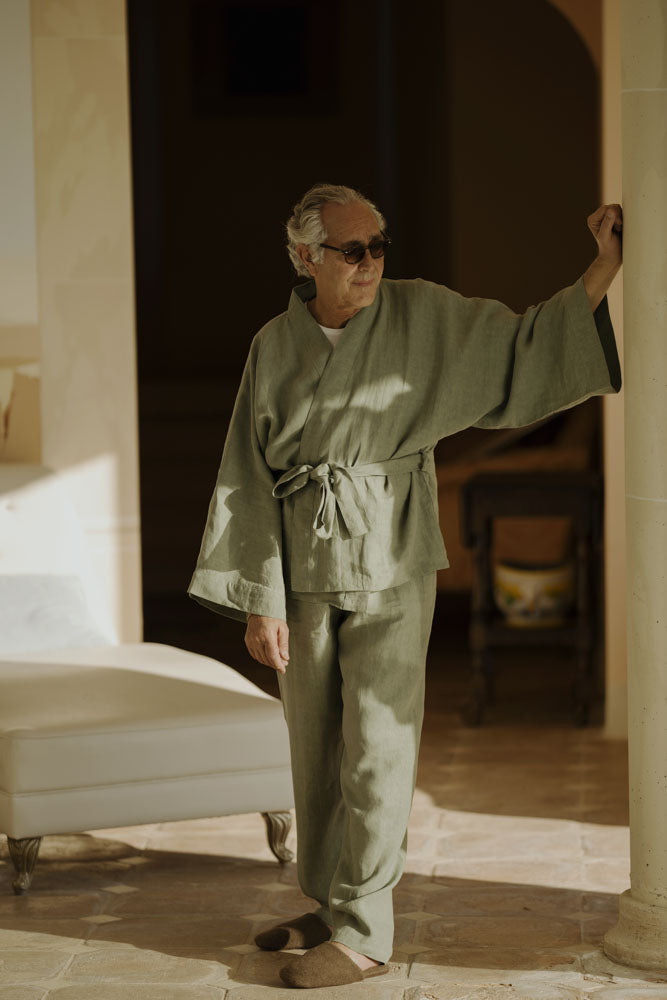 PIGIAMA PURO LINO LAVATO (modello Kimono)