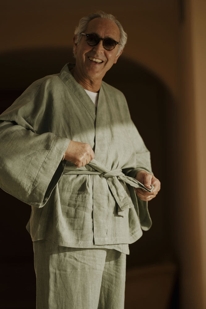 PIGIAMA PURO LINO LAVATO (modello Kimono)