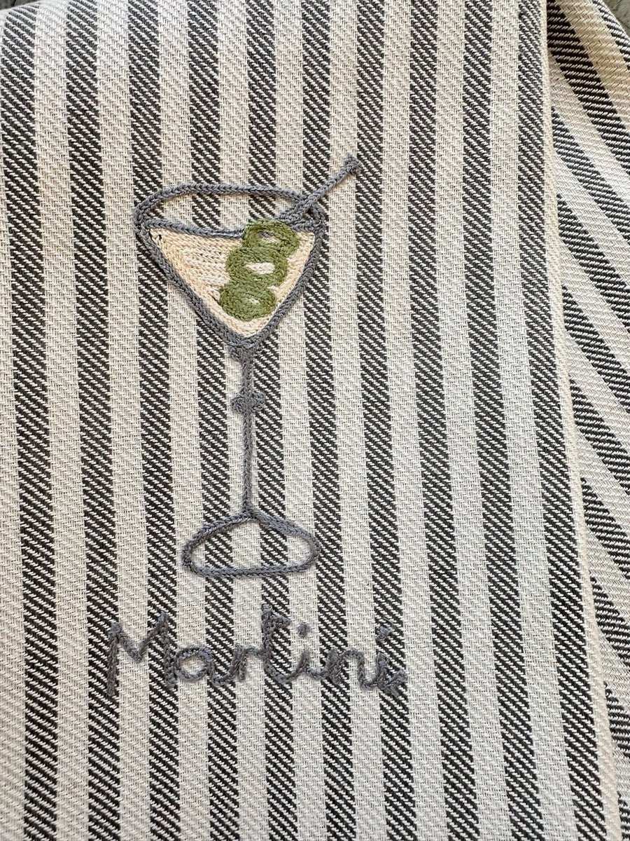 COCKTAILS - EMBROIDERED KITCHEN TOWEL