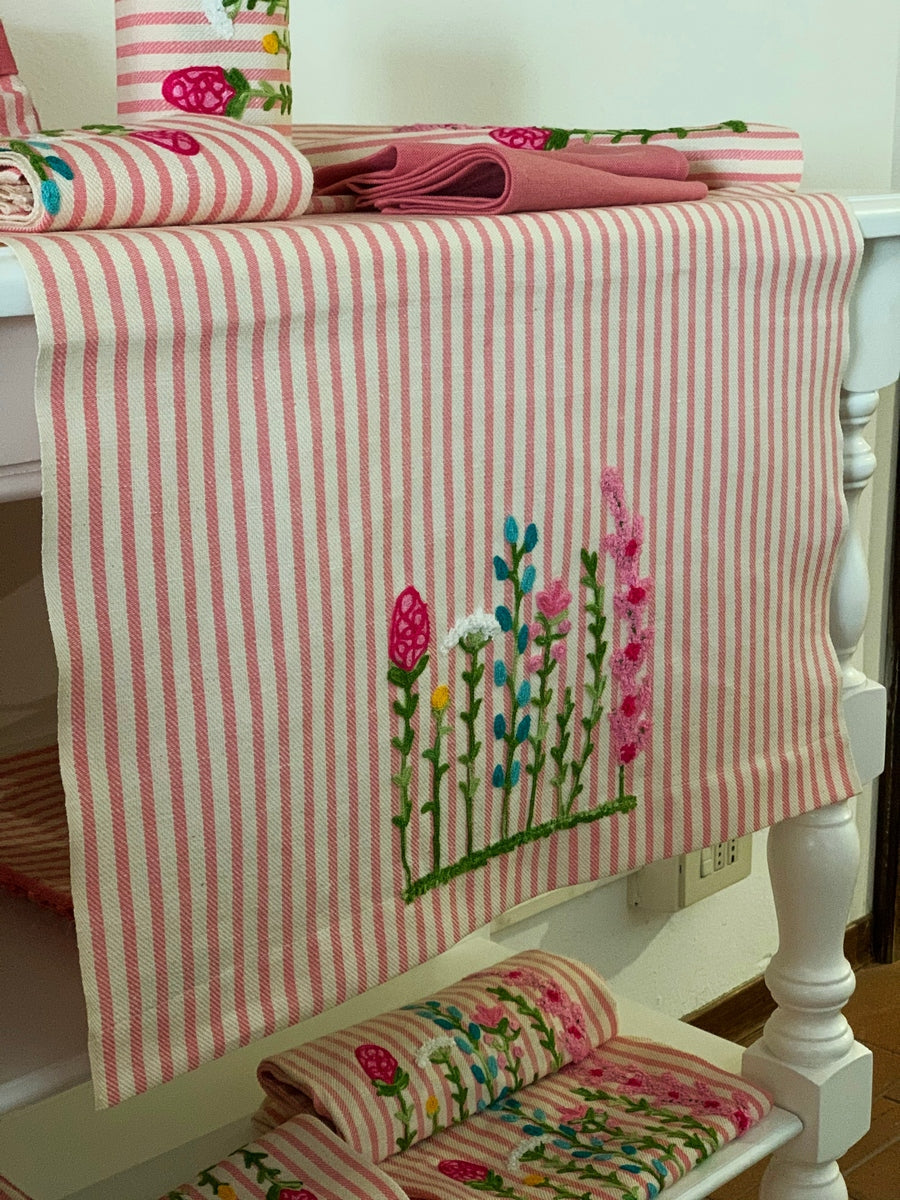 SPRING FLOWER FIELD - EMBROIDERED TABLERUNNER