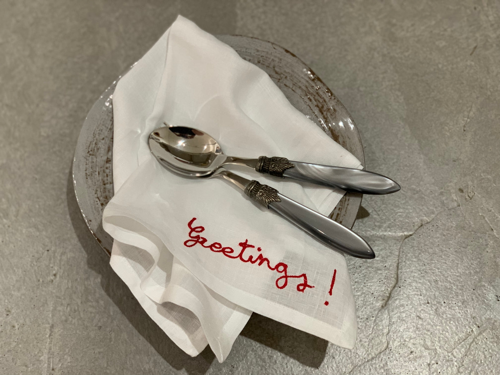 Napkins in soft prewashed linen with embroidery