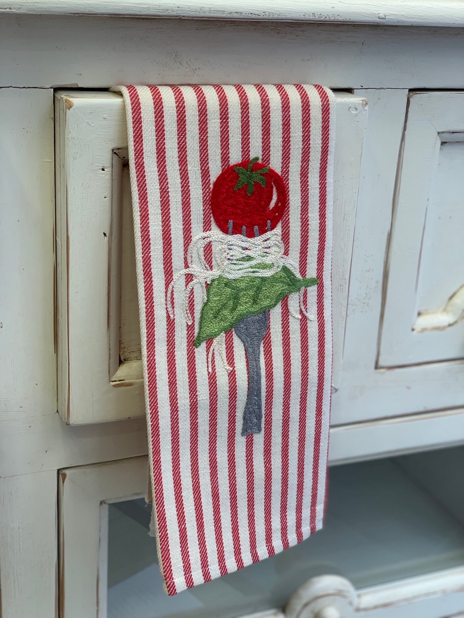 PASTA FORK - Embroidered Kitchen Towel