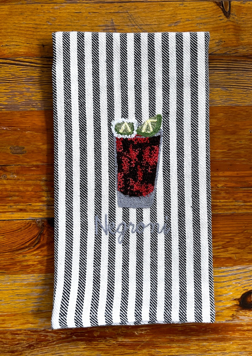 COCKTAILS - EMBROIDERED KITCHEN TOWEL