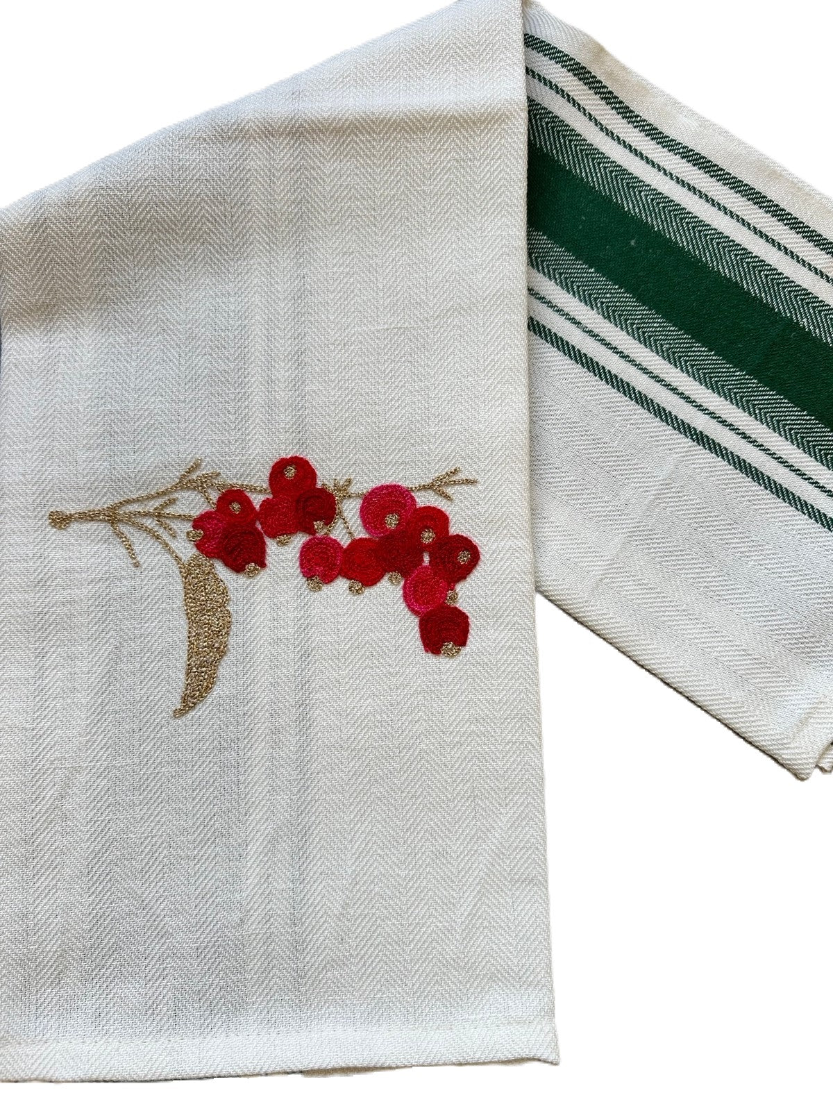 GOLD BERRY BRANCH - DUE FRAGOLE KITCHEN TOWEL