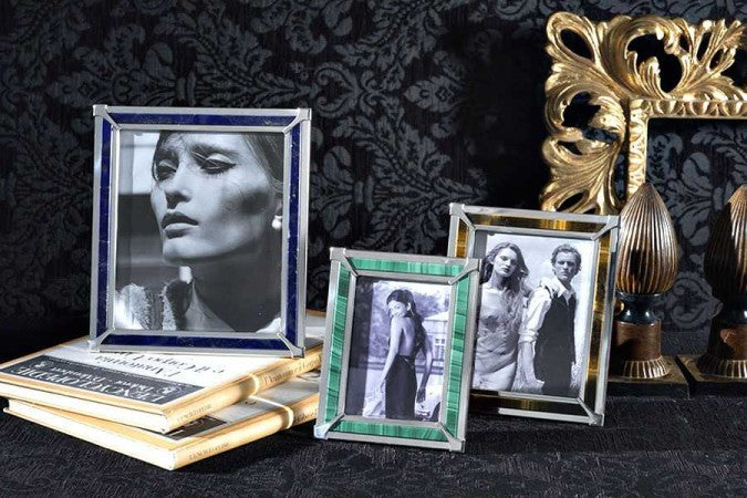 Lapis,malachite, Tiger eye, Rodocrosite and sterling silver frame collection