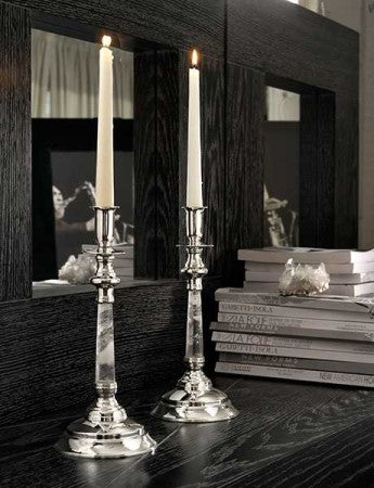Crystal rock and sterling silver candlestick