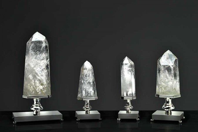 Crystal rock points on sterling silver base