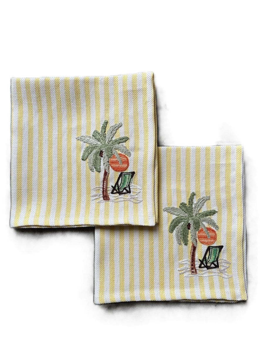 SET OF 2 EMBROIDERED NAPKINS - BEACH