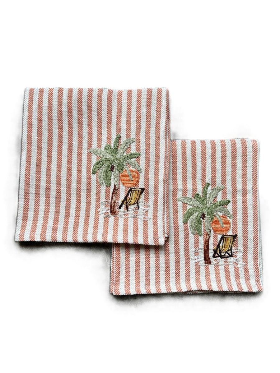 SET OF 2 EMBROIDERED NAPKINS - BEACH